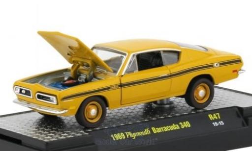 Plymouth Barracuda 1/64 M2 Machines 340 amarillo/Dekor 1969 coche miniatura