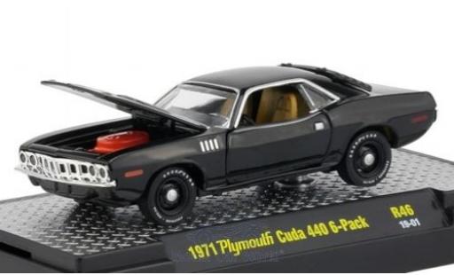 Coche miniatura Plymouth Cuda 1/64 M2 Machines 440 6-Pack negro 1971 Plymouth Cuda 1/64 M2 Machines 440 6-Pack negro 1971 coche miniatura