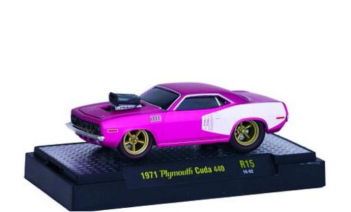 Coche miniatura Plymouth Cuda 1/64 M2 Machines 440 matt-rosa/matt-blanco 1971 Ground Pounders Plymouth Cuda 1/64 M2 Machines 440 matt-rosa/matt-blanco 1971 Ground Pounders coche miniatura
