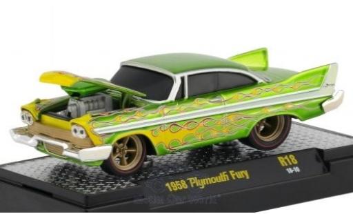 Plymouth Fury 1/64 M2 Machines metalico verde/Dekor 1958 coche miniatura