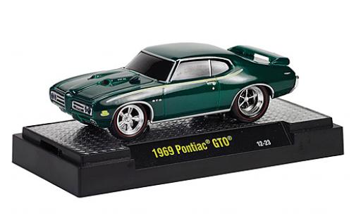 Coche miniatura Pontiac GTO 1/64 M2 Machines metalico verde 1969 Capot avec fonction Ground Pounders Pontiac GTO 1/64 M2 Machines metalico verde 1969 Capot avec fonction Ground Pounders coche miniatura