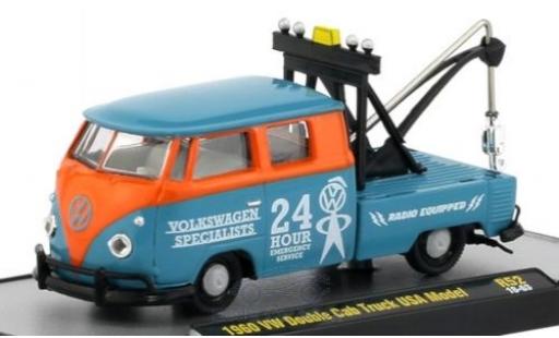 Volkswagen T1 1/64 M2 Machines Double Cab Tow Truck azul/naranja 1960 coche miniatura