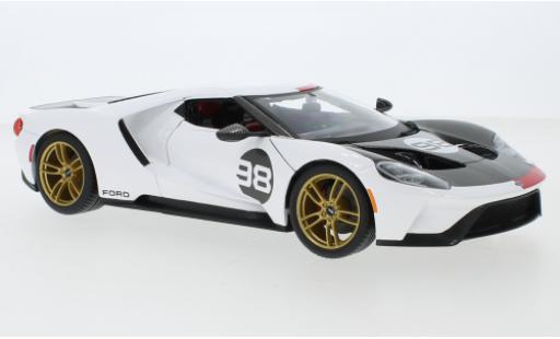 Coche miniatura Ford GT 1/18 Maisto Heritage Edition blanco/Dekor 2021 No.98 Ford GT 1/18 Maisto Heritage Edition blanco/Dekor 2021 No.98 coche miniatura