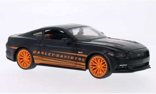 Ford Mustang 1/24 Maisto GT matt-negro/naranja Harley-Davidson 2015 coche miniatura