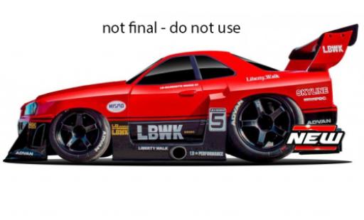 Nissan Skyline 1/64 Maisto GT-R (R34) Liberty Walk rojo/negro 1999 coche miniatura