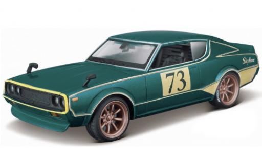 Nissan Skyline 1/24 Maisto 2000 GTR (KPGC110) Tokyo Mod metalico verde/Dekor 1973 coche miniatura