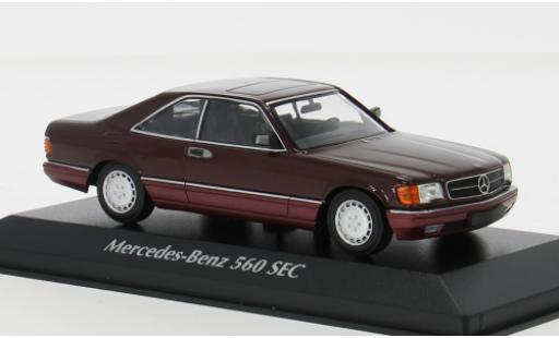 Mercedes 560 1/43 Maxichamps SEC (C126) metallise rojo 1986 1:43 coche miniatura
