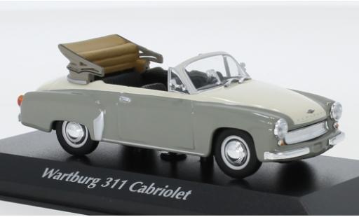 Coche miniatura Wartburg 311 1/43 Maxichamps Cabriolet gris/blanco 1958 Wartburg 311 1/43 Maxichamps Cabriolet gris/blanco 1958 coche miniatura