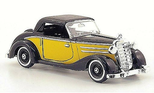 Mercedes 170 Cabriolet 1/87 Busch S Descapotable amarillo/negro cerrado 1949 coche miniatura