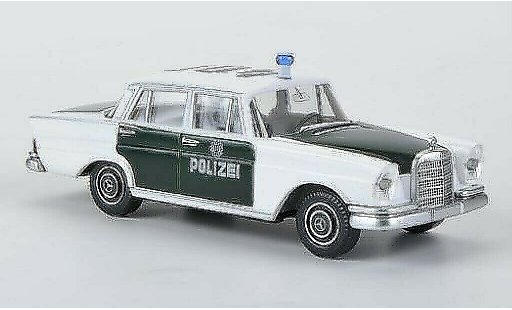Mercedes 220 S 1/87 Wiking Polic&iacute;a blanco/verde coche miniatura