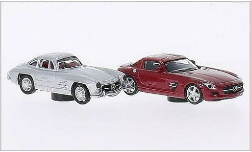 Mercedes 300 Base 1/87 Schuco gris + SLS AMG rojo coche miniatura