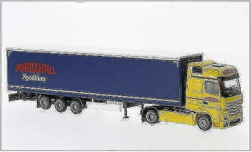 Mercedes Actros Bigspace 1/87 AWM 2 Big./Aerop. Marschall Mega-KSZ coche miniatura