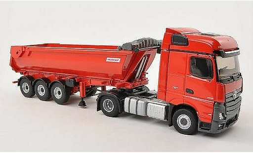 Mercedes Actros Bigspace 1/43 Eligor 2 rojo con Fruehauf Muldenkipper-Anhanger coche miniatura
