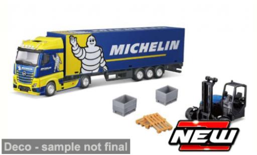 Coche miniatura Mercedes Actros Hauler + Forklift Michelin Bburago 1/43 Burago