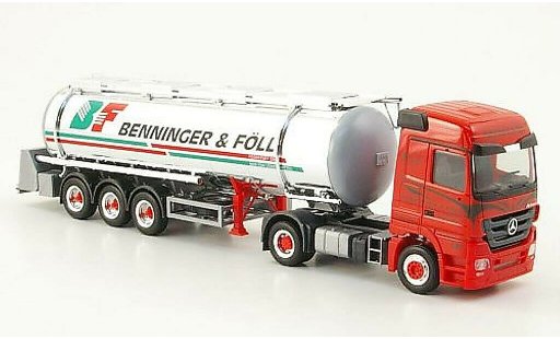 Mercedes Actros Base 1/87 Herpa LH 08 Benninger & Foll Lebensmittelchromtank-SZ coche miniatura