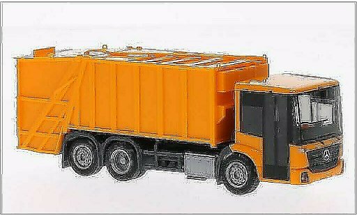 Mercedes Econic Mullwagen 1/87 Herpa Pressmullwagen naranja coche miniatura