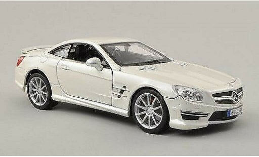 Mercedes Classe SL 65 1/24 Burago AMG (R231) blanco capota cerrado coche miniatura