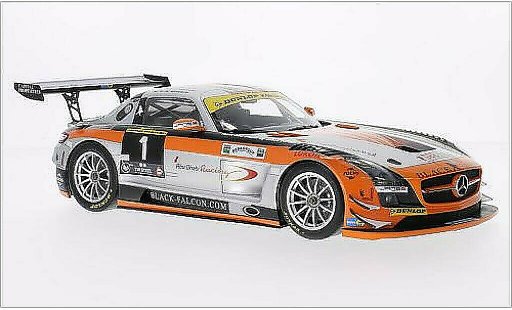 Mercedes SLS GT3 1/18 Minichamps AMG No.1 negro Falcon 24h Dubai 2013 coche miniatura