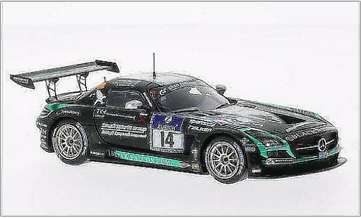 Mercedes SLS Coupe 1/43 Spark AMG No.14 negro Falcon 24h Nurburgring 2014 coche miniatura