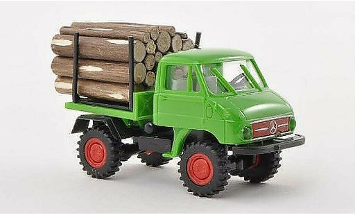 Mercedes Unimog 406-425 1/87 Brekina 411 verde con Holzladung coche miniatura