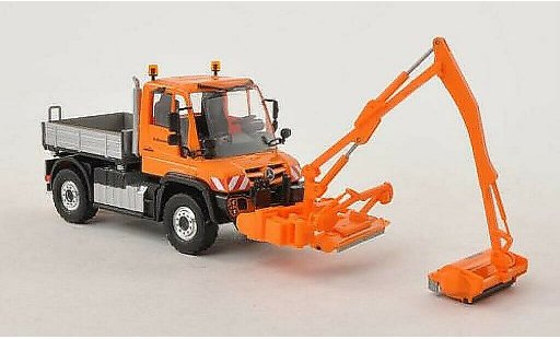 Mercedes Unimog 406-425 1/87 Busch U430 plataforma Strassenmeisterei con Mahwerk coche miniatura