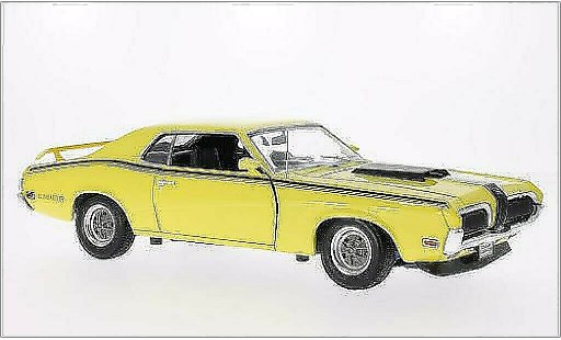 Mercury Cougar Eliminator 1/18 Welly amarillo/mate-negro 1970 coche miniatura