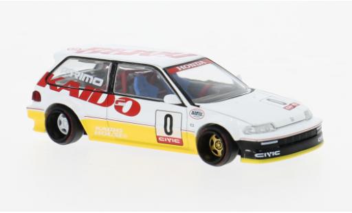 Honda Civic 1/64 Mini GT (EF) Kanjo V1 weiss/gelb 1:64 coche miniatura