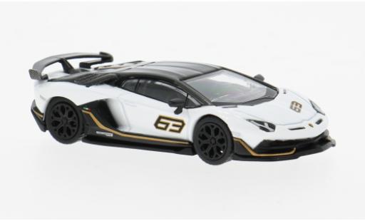 Coche miniatura Lamborghini Aventador 1/64 Mini GT SVJ 63 weiss/schwarz 2022 1:64 Lamborghini Aventador 1/64 Mini GT SVJ 63 weiss/schwarz 2022 1:64 coche miniatura