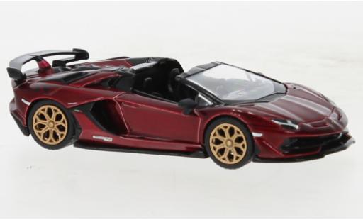 Lamborghini Aventador 1/64 Mini GT SVJ Roadster metallise rouge foncé coche miniatura
