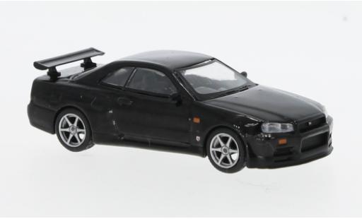 Nissan Skyline 1/64 Mini GT GT-R (R34) V-Spec metallise negro coche miniatura