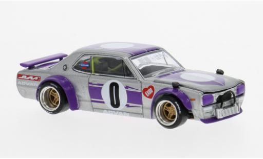 Coche miniatura Nissan Skyline 1/64 Mini GT 2000 GT-R (KPGC10) violett/silber 1969 1:64 Nissan Skyline 1/64 Mini GT 2000 GT-R (KPGC10) violett/silber 1969 1:64 coche miniatura