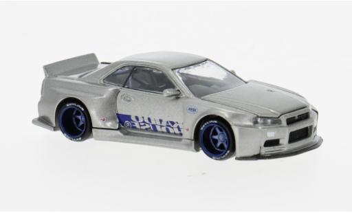 Coche miniatura Nissan Skyline 1/64 Mini GT GT-R (R34) silber/blau 1999 1:64 Nissan Skyline 1/64 Mini GT GT-R (R34) silber/blau 1999 1:64 coche miniatura