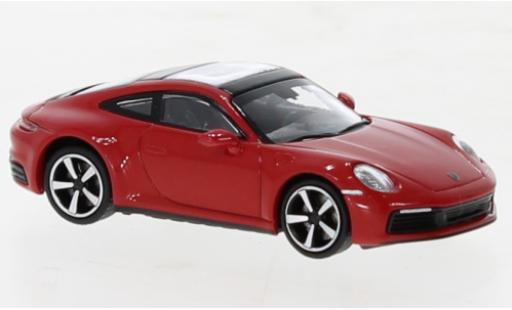 Coche miniatura Porsche 992 4S 1/87 Minichamps 911  Carrera rouge 2019 Porsche 992 4S 1/87 Minichamps 911  Carrera rouge 2019 coche miniatura