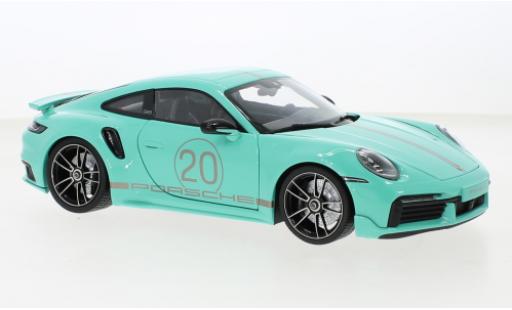 Coche miniatura Porsche 992 Turbo s 1/18 Minichamps 911  Turbo S Sport Design verde 2021 Porsche 992 Turbo s 1/18 Minichamps 911  Turbo S Sport Design verde 2021 coche miniatura