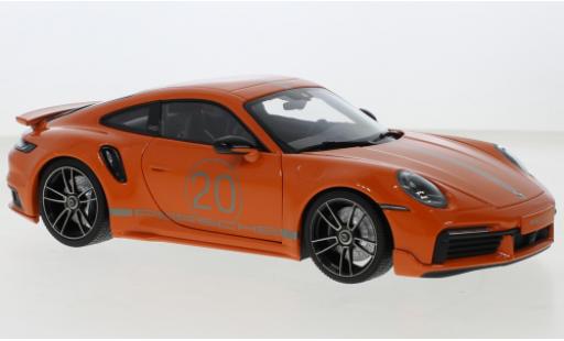 Coche miniatura Porsche 992 Turbo s 1/18 Minichamps 911  Turbo S Sport Design naranja 2021 Porsche 992 Turbo s 1/18 Minichamps 911  Turbo S Sport Design naranja 2021 coche miniatura