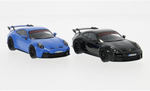 Coche miniatura Porsche 992 GT3 1/43 Minichamps 2er Set: 911  blau/schwarz Sport Auto Collection 2021 1:43 Porsche 992 GT3 1/43 Minichamps 2er Set: 911  blau/schwarz Sport Auto Collection 2021 1:43 coche miniatura