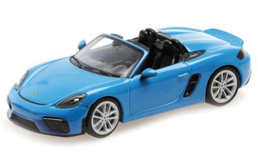 Coche miniatura Porsche Boxster 1/43 Minichamps 718 Spyder (982) azul 2020 Softtop couché avec Porsche Boxster 1/43 Minichamps 718 Spyder (982) azul 2020 Softtop couché avec coche miniatura