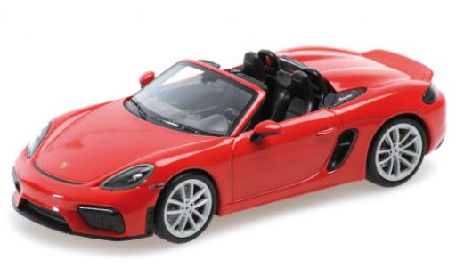 Coche miniatura Porsche Boxster 1/43 Minichamps 718 Spyder (982) rojo 2020 Softtop couché avec Porsche Boxster 1/43 Minichamps 718 Spyder (982) rojo 2020 Softtop couché avec coche miniatura