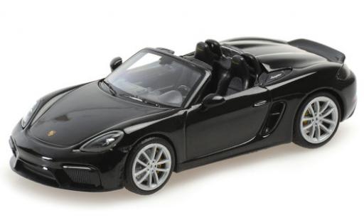 Coche miniatura Porsche Boxster 1/43 Minichamps 718 Spyder (982) negro 2020 Softtop couché avec Porsche Boxster 1/43 Minichamps 718 Spyder (982) negro 2020 Softtop couché avec coche miniatura