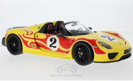 Porsche 918 1/18 Minichamps Spyder amarillo/rojo Weissach-Package No.2 2015 Weissach Package coche miniatura
