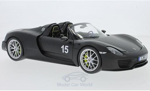 Porsche 918 1/18 Minichamps Spyder matt-negro 2015 Weissach-Package coche miniatura