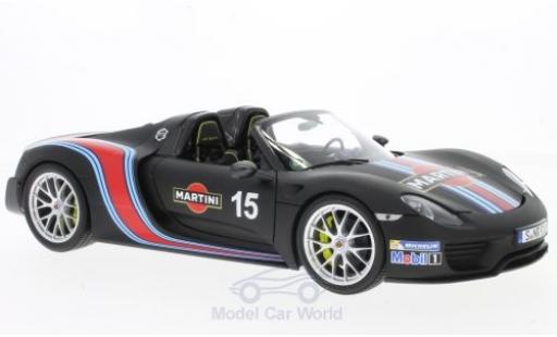 Coche miniatura Porsche 918 2013 1/18 Minichamps Spyder matt-negro Martini 2013 Weissach-Package Porsche 918 2013 1/18 Minichamps Spyder matt-negro Martini 2013 Weissach-Package coche miniatura
