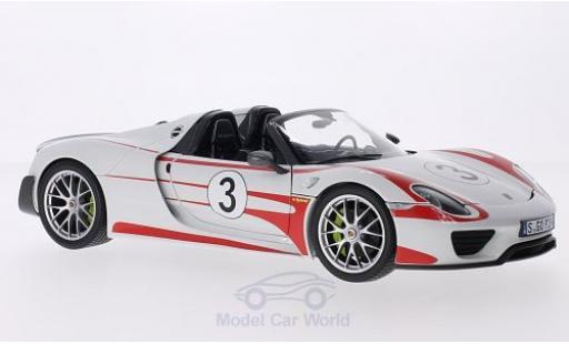Porsche 918 2013 1/18 Minichamps Spyder blanco/Dekor 2013 Weissach Package No.3 Salzburg coche miniatura