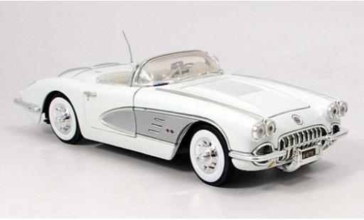 Coche miniatura Chevrolet Corvette 1/18 Motormax blanco/gris 1958 Chevrolet Corvette 1/18 Motormax blanco/gris 1958 coche miniatura