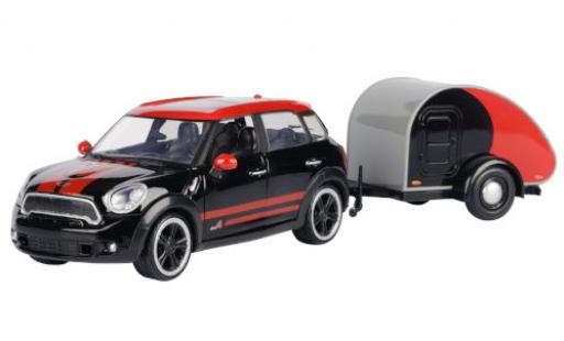 Coche miniatura Mini Cooper 1/24 Motormax S All4 Countryman negro/rojo avec caravane Mini Cooper 1/24 Motormax S All4 Countryman negro/rojo avec caravane coche miniatura