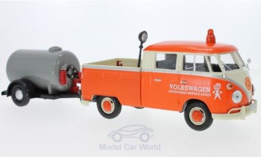 Coche miniatura Volkswagen T1 B 1/24 Motormax Doppelkabine naranja/beige mit Tankanhänger Volkswagen T1 B 1/24 Motormax Doppelkabine naranja/beige mit Tankanhänger coche miniatura