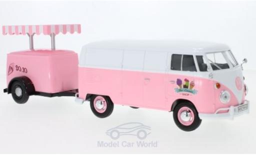 Coche miniatura Volkswagen T1 A 1/24 Motormax Kastenwagen rosa/blanco Kastenwagen mit Kühlanhänger Volkswagen T1 A 1/24 Motormax Kastenwagen rosa/blanco Kastenwagen mit Kühlanhänger coche miniatura