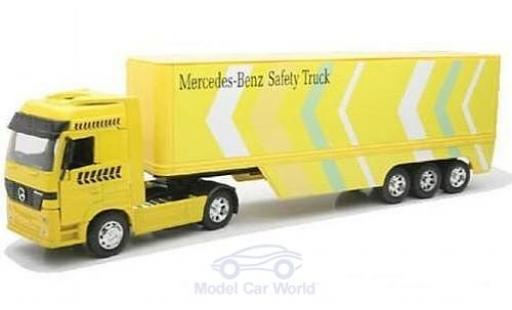 Mercedes Actros 1/32 New Ray 1857 amarillo mit Kastenauflieger coche miniatura