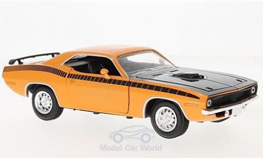 Plymouth Cuda 1/18 New Ray naranja/negro 1970 coche miniatura