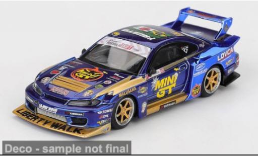 Nissan Silvia 1/64 Mini GT S15 LB-Super Silhouette Formula Drift 2025 Team Liberty Walk #555 1:64 coche miniatura